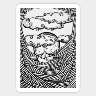 Aesthetic Lineart Seascape Sticker